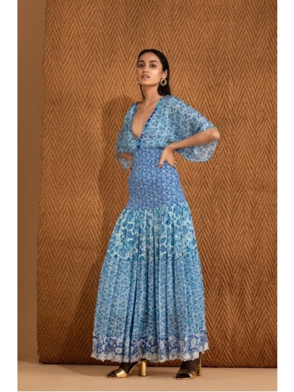 HEMANT & NANDITA Suho Floral Print Maxi Dress